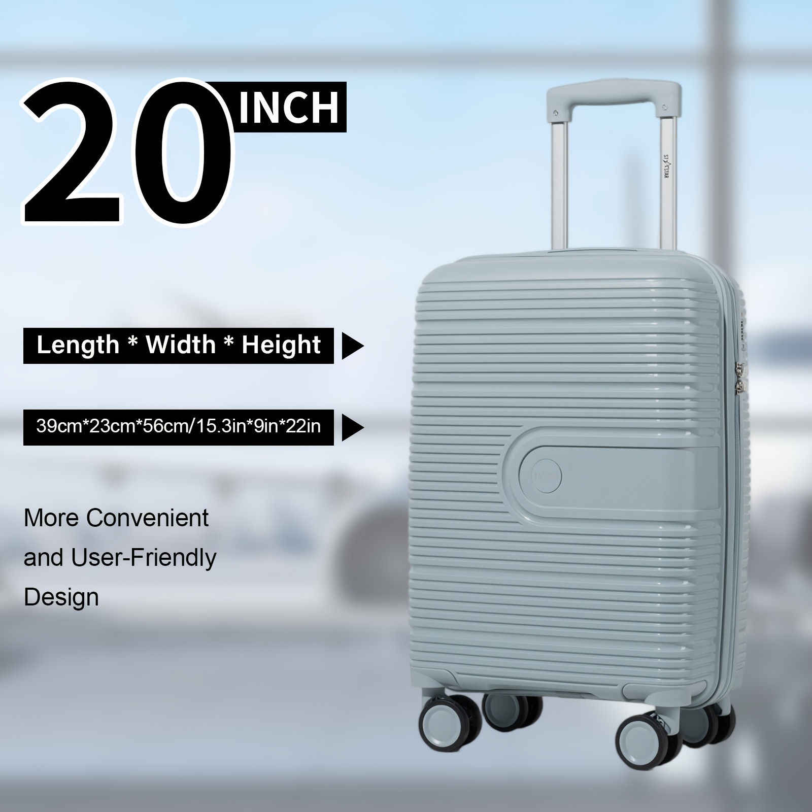 Pp Suitcase 20-inch Size With 6 Vibrant Colors, Featuring Smooth Zipper, Breathable Mesh Bag, Fixed , Combination Lock, Adjustable Lever, And 360° Wheels For Convenient Travel