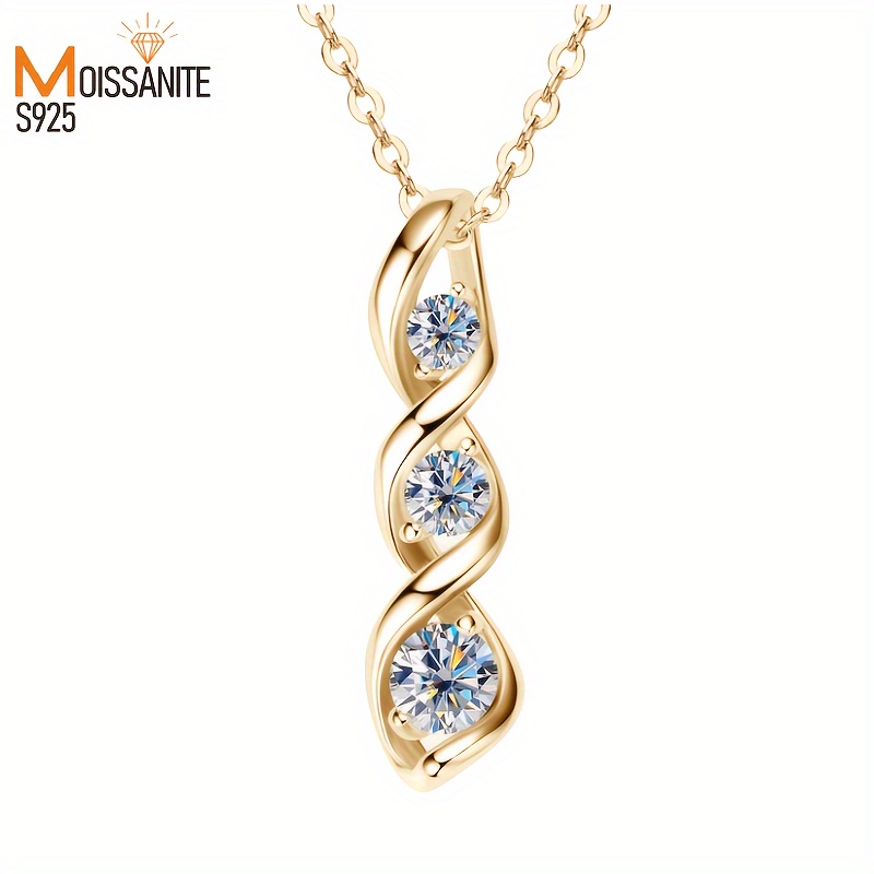 

925 Silver Sparkling Moissanite Fine Set Pendant Necklace Ladies Fashion Necklace Daily Party Wear Engagement Wedding Perfect Gift For Men, Women, Christmas Gift