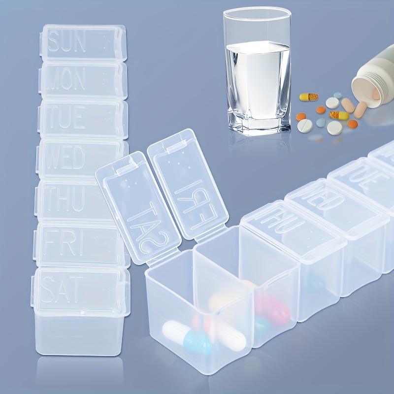 

2pcs Large Capacity Pill Organizer, Double-sided 14 Compartments, Plastic Pill Storage Box For 14-day Travel, Home, Office