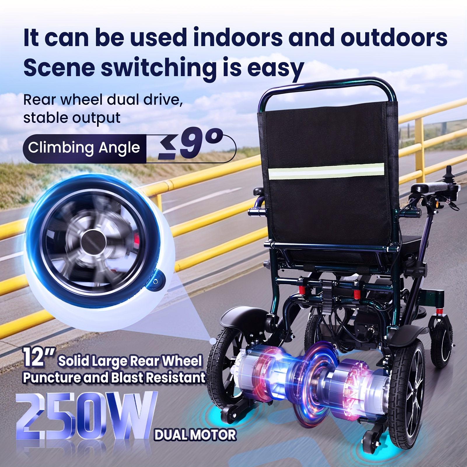 2025 new upgrade electric wheelchair for adults   lumbar   wheelchairs lightweight foldable motorized wheel chairs for seniors airline approved 18 5 wide seat Product details 4