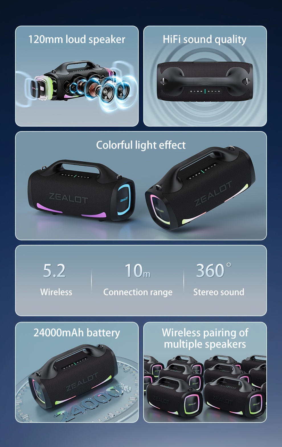 ZEALOT S79 ポータブルワイヤレススピーカー 【公式通販】