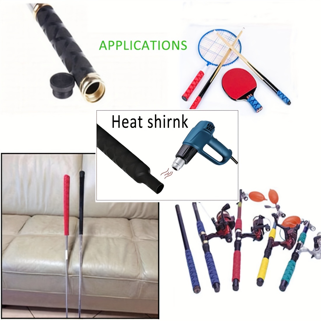 X-Tube Heat Shrink Wrap Tubing Fishing Rod Racket Sleeve For Rod Grips Non Slip 179704