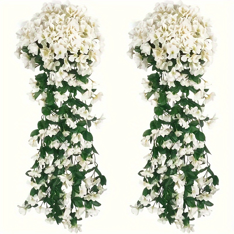 

2pcs Artificial White Orchid Hanging Flower, Faux White Orchid Hanging Decor Suitable For Weddings, New Year, Mother's Day Walls, Home Decor, Gardens, Indoor And Outdoor Decoration