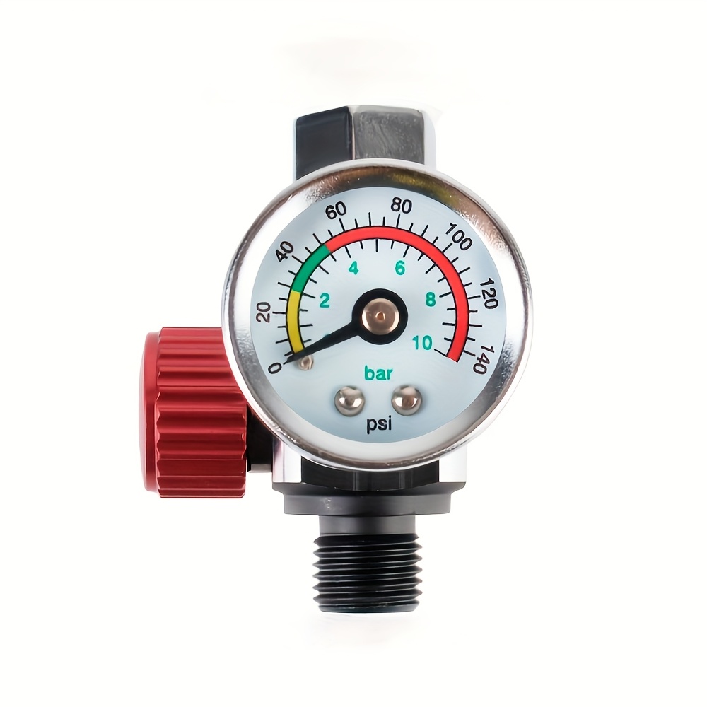 TEMU 1pc Decwls Air Pressure Regulator With Gauge - G1/4 Aluminum Alloy Portable Air Tool Pressure Regulator Adapter, 0-100 Psi For Automotive Spray