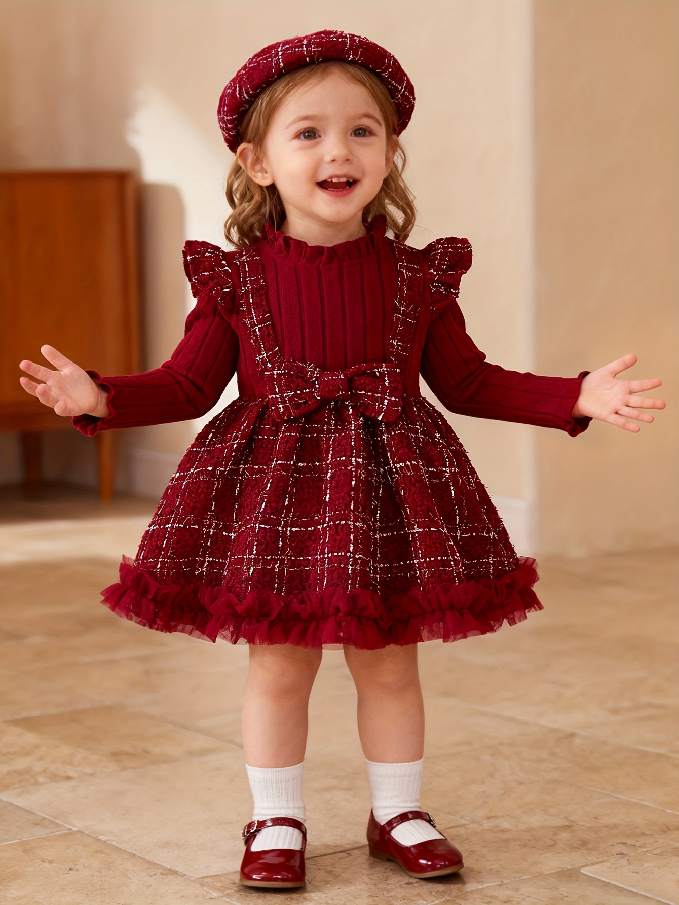 2pcs cute newborn baby girl dress bow long sleeves - Temu Oman