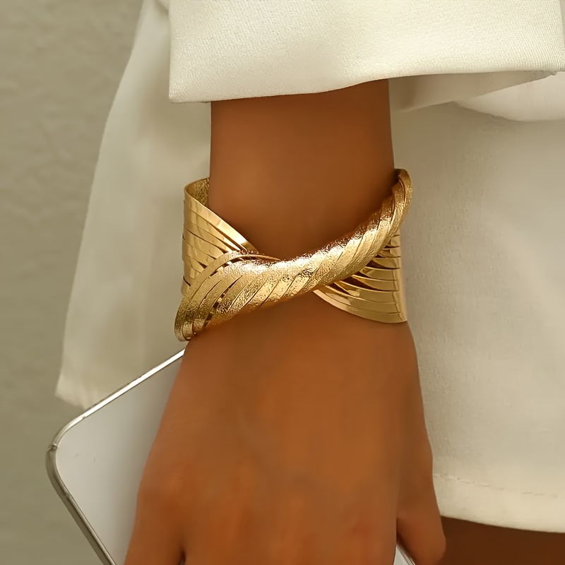 E-shop 1 Stück Damenarmband im Western-Stil mit goldenem, gedrehtem Seil, Hip-Hop-Stil, geeignet für lässige Alltagskleidung, Partys und Musikfestivals