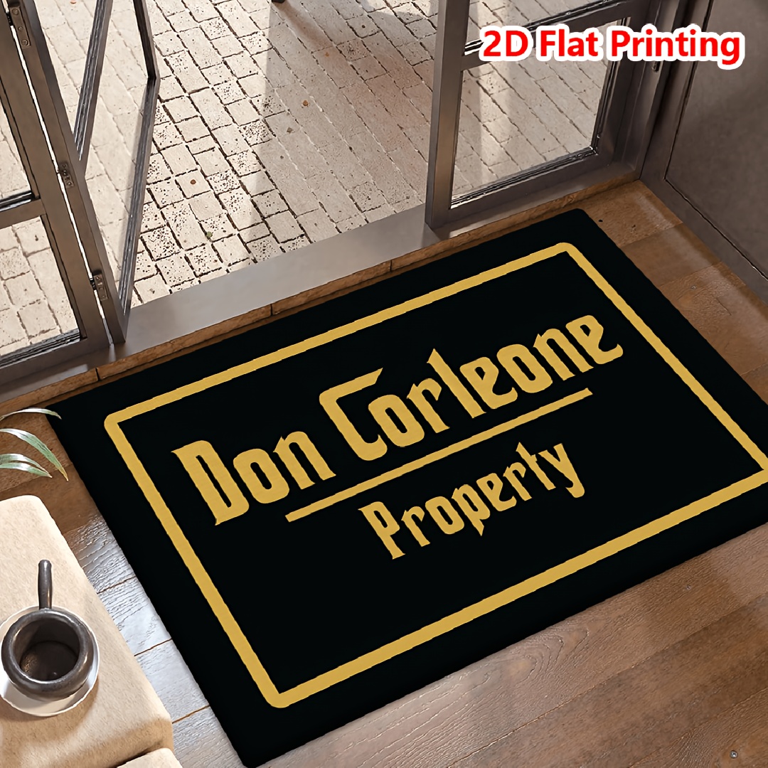 TEMU Product [flannel   1cm Thick Sponge Material] 1pc Fun Welcome Doormat | Don Corleone Property Pattern Print, And Non-slip Floor Mat, Machine