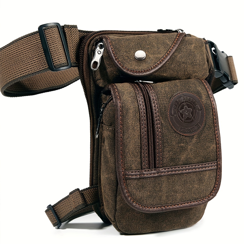 TEMU Random Badge Pattern - 1pc Men' Waist Bag, Outdoor Sports Leg Bag, Phone Bag, Retro Horse Riding Men's Chest Bag