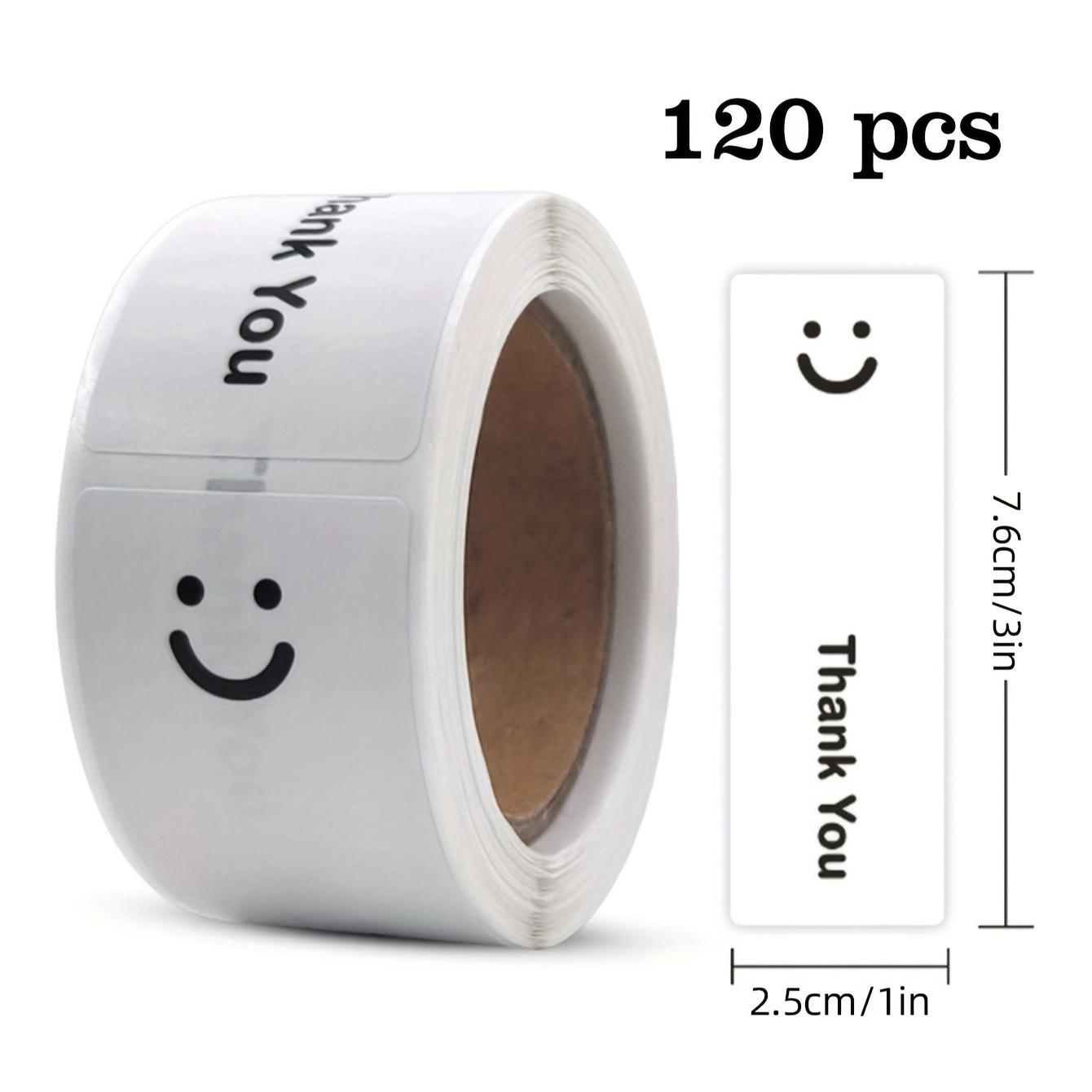 TEMU 120 autocollants/rouleau d'autocollants de visage "", étiquettes de remerciement ThankYou pour petites entreprises, autocollants de