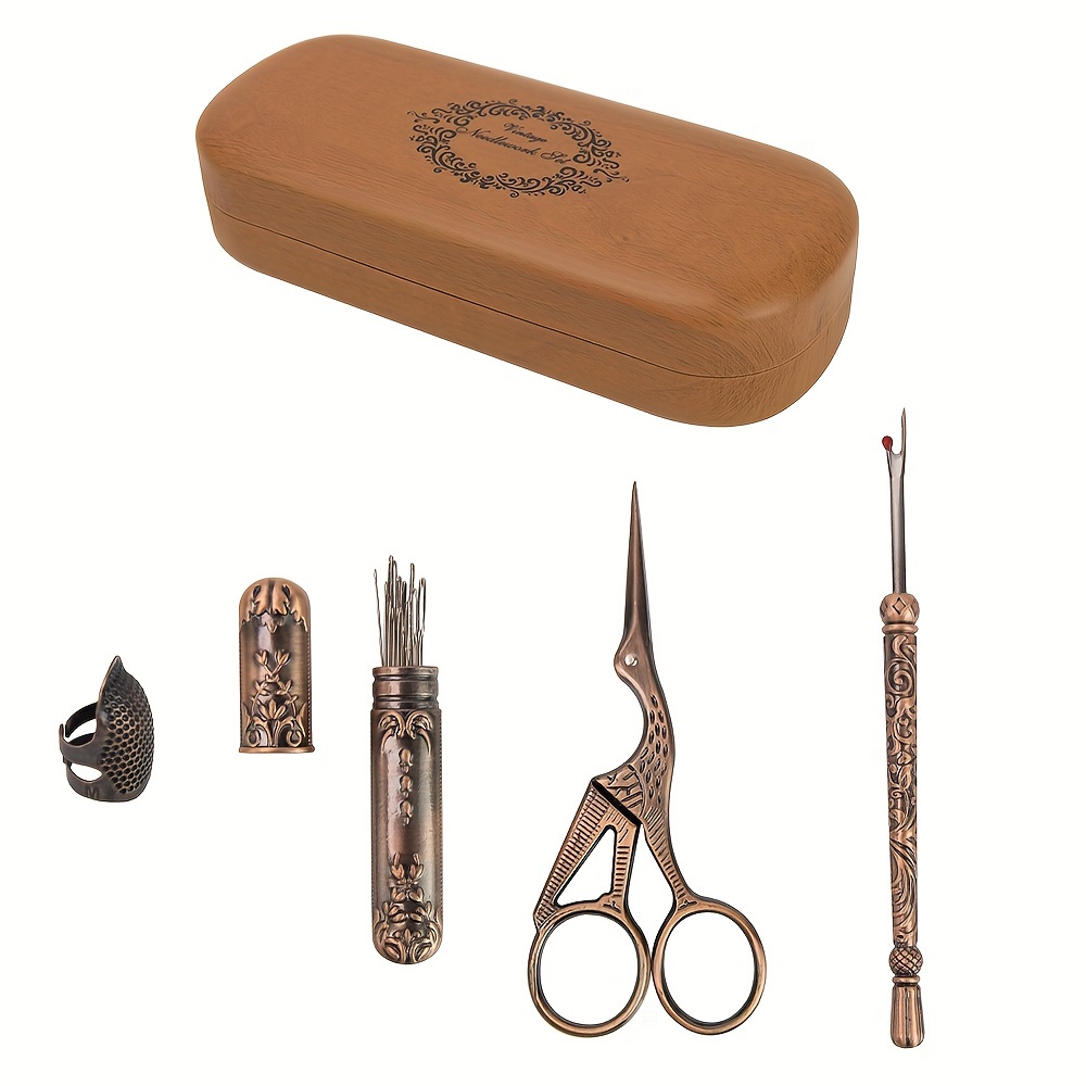 Embroidery Needles and Scissors Sewing Tools Storage Box