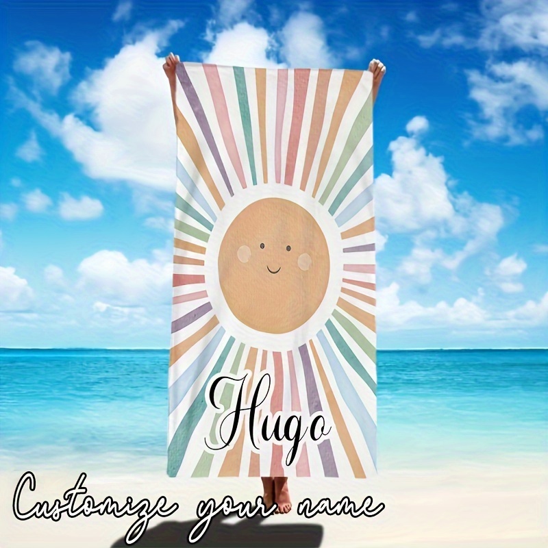 

Custom Vintage Towel - Personalized Name, Quick-dry & Absorbent, Summer Seaside Fun