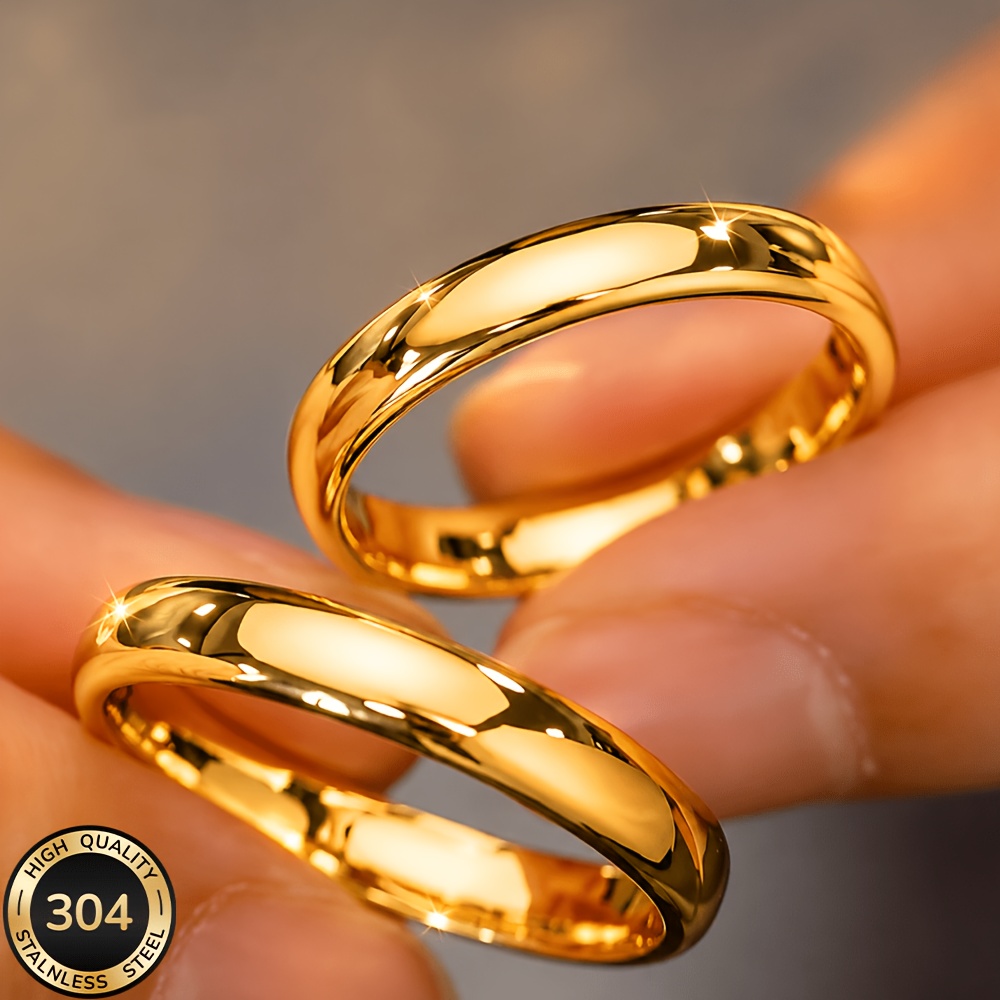 TEMU High-quality 304 Stainless Steel Fashionable And Minimalist 2pcs Ring Set, Exquisitely Small And Compact, Unisex, Suitable For Birthday Parties