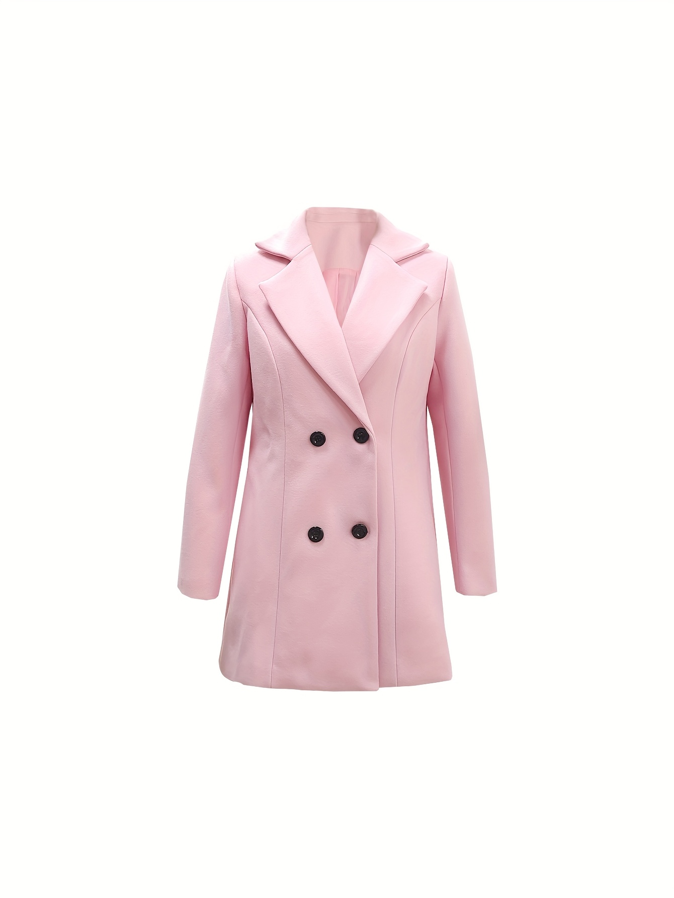 Abrigo de manga larga con doble botón, elegante abrigo de solapa de color liso para otoño, ropa de mujer.