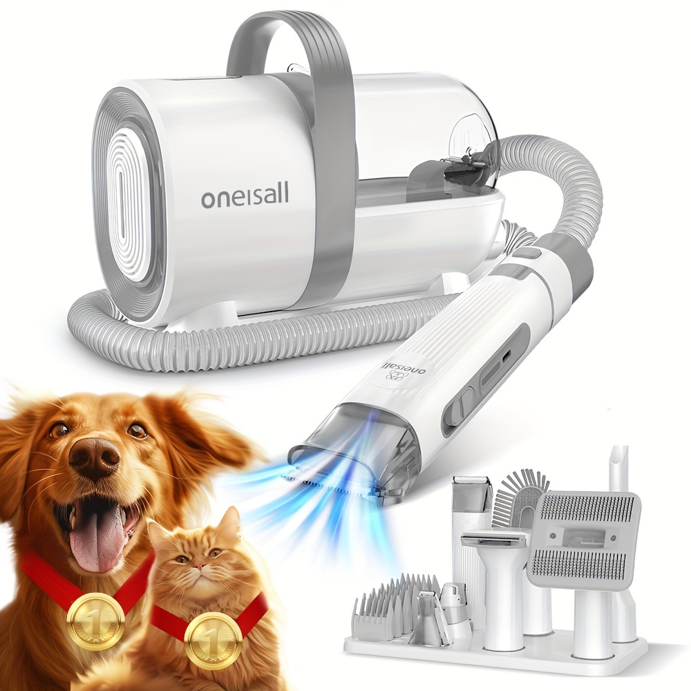 

Oneisall Dog Hair Vacuum & Dog Grooming Kit, Pet Grooming Vacuum With Pet Clipper Nail Grinder, 1.5l Dust Cup Dog Brush Vacuum With 7 Pet Grooming Tools For Shedding Pet Hair, Home Cleaning