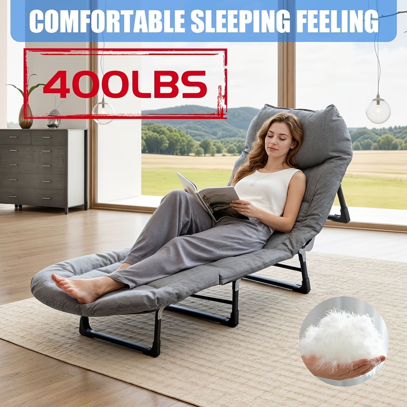 TEMU Lit Pliant Réglable à 6 Vitesses, Idéal pour , Fauteuil Relax Manuel, Conçu pour une Utilisation Extérieure, Ergonomie Confortable. Ce Fauteuil