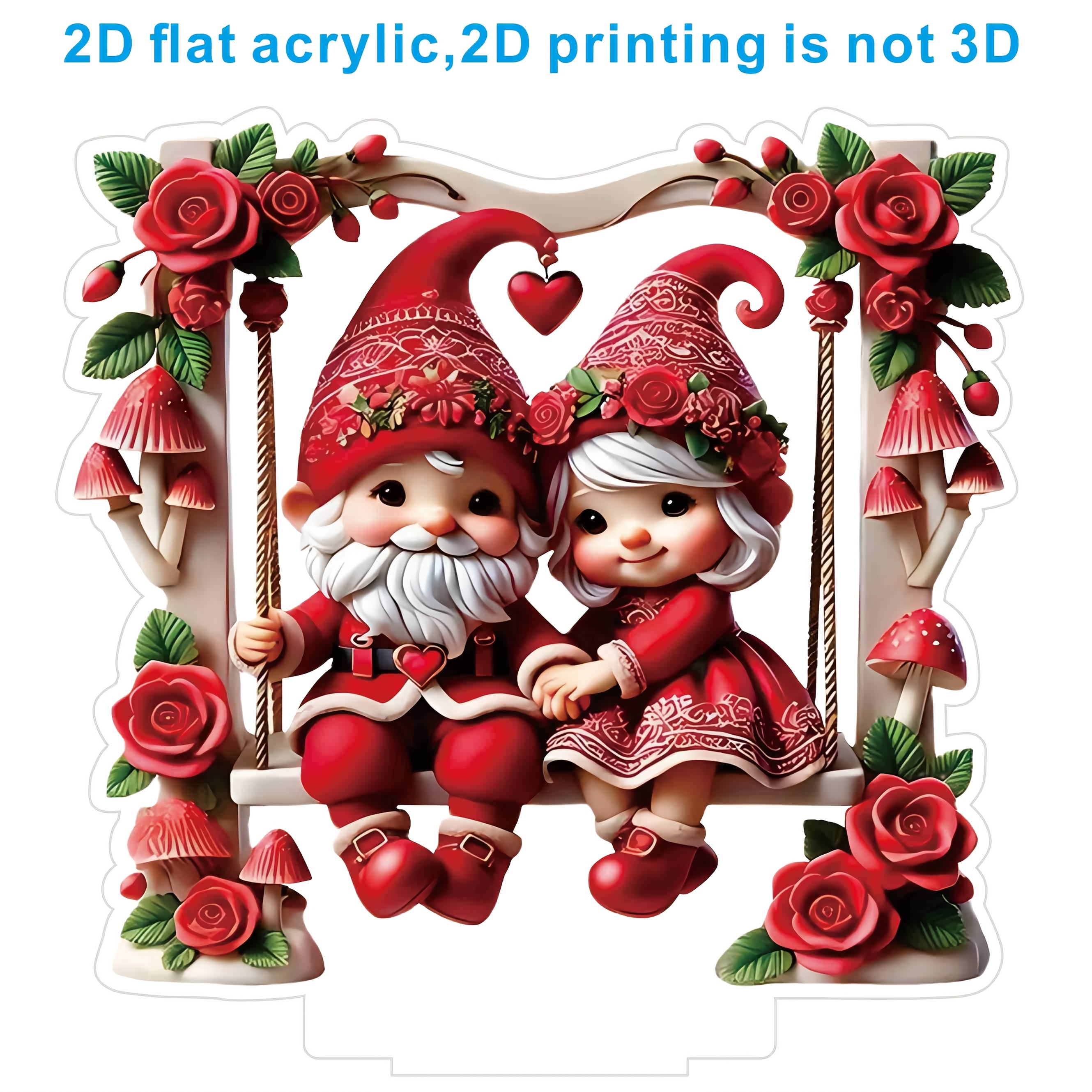 

1pc 's Day Gnome Couple Swing 2d Flat Acrylic Desktop Decoration - Multifunctional, No Power Required, , Office Decoration