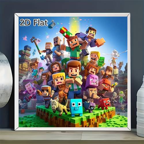 1 set diy block based game diamond painting kit suitable for teens craft lovers pixel art mosaic with iconic characters round diamond beads for wall decor game room gift for block based game themed room decoration