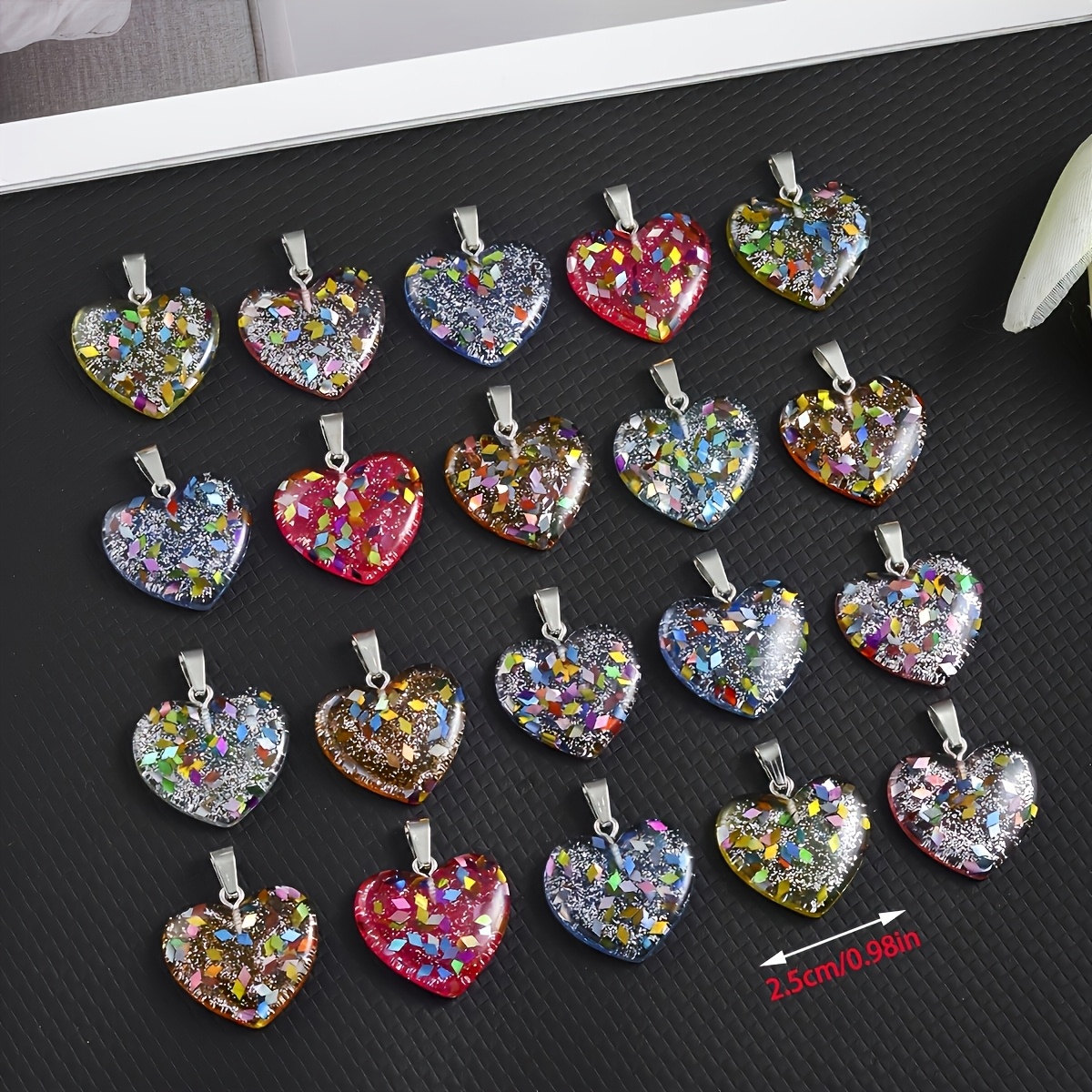10pcs Multicolor Heart-Shaped Pendant Necklace Set