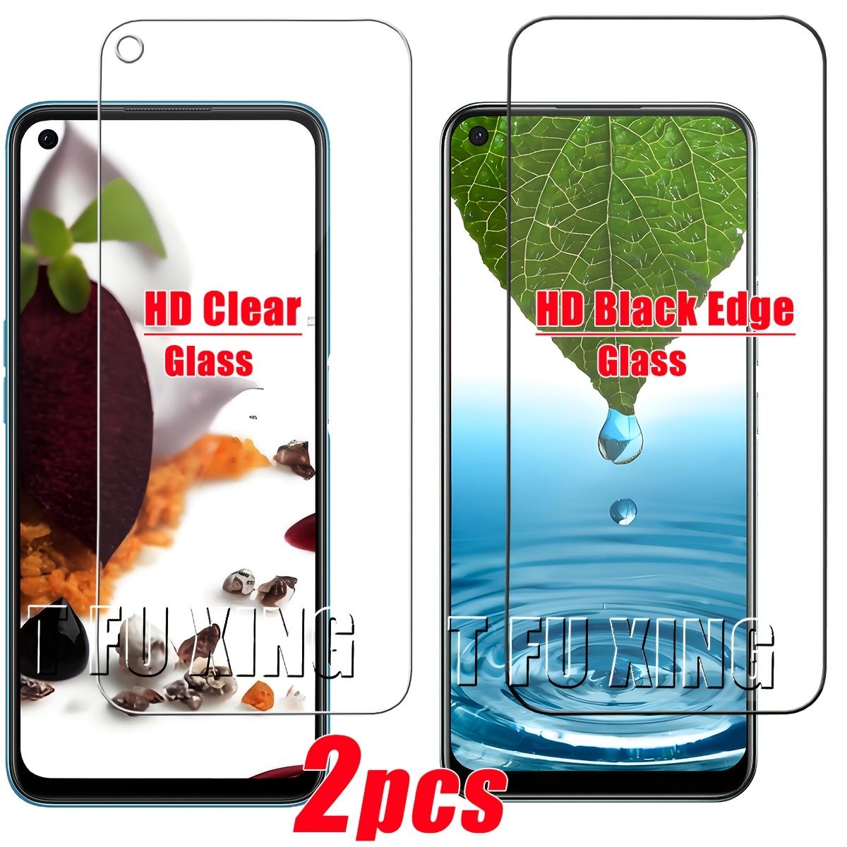 TEMU [1 1 Pack] Left Round Hole Film Suitable For Huawei Nova 5i Pro, Nova 5z, Nova 5t. Includes: 1pc Of Black- Version   1pc Of Fully Transparent