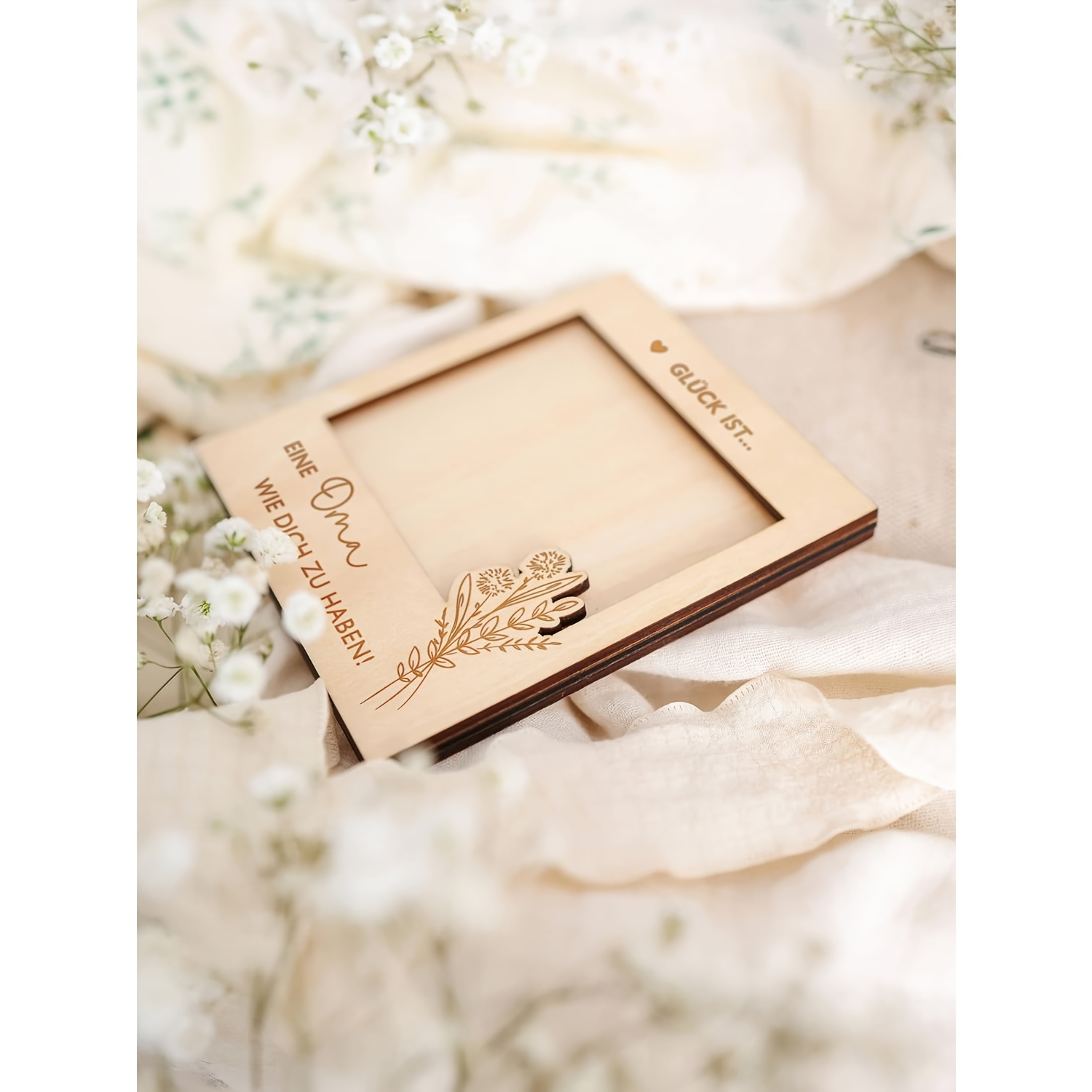 1pc German-text Grandma & Grandchild Photo Frame - " Having A Grandma " Wooden Picture Display With German Phrases, Horizontal Desktop Keepsake For