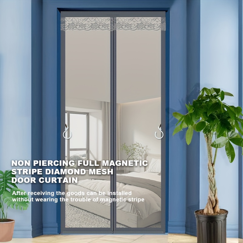 Puerta mosquitera magnética, pantalla mágica insonorizada para el hogar,  puerta plegable fácil de instalar, para balcón, sala de estar, puerta de