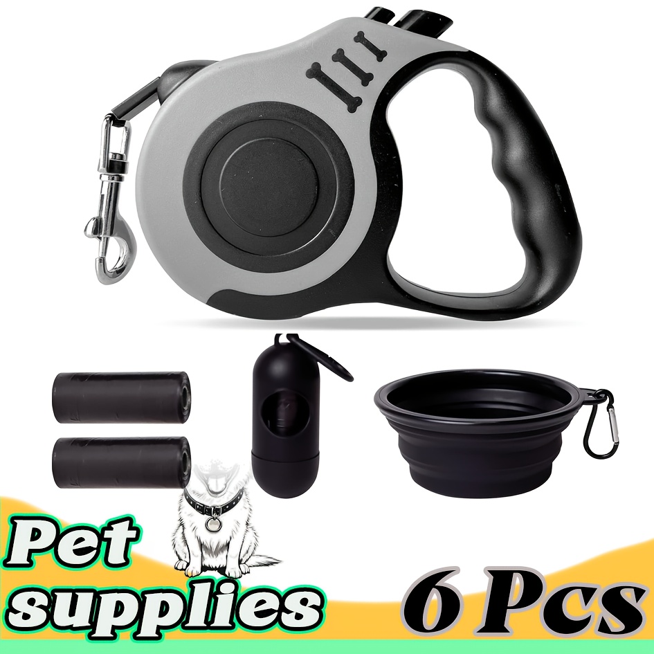 A 6pcs Pet Travel Kit Including a Pet Cleaning Set, a 5M/16.4Ft Retractable Dog Leash for Easy Control, a Dog Waste Collection Kit, Poop Bags, a Dispenser, And a Convenient Dog Bowl, Suitable for Outdoor Walks, Travel, And Hiking - Image 7