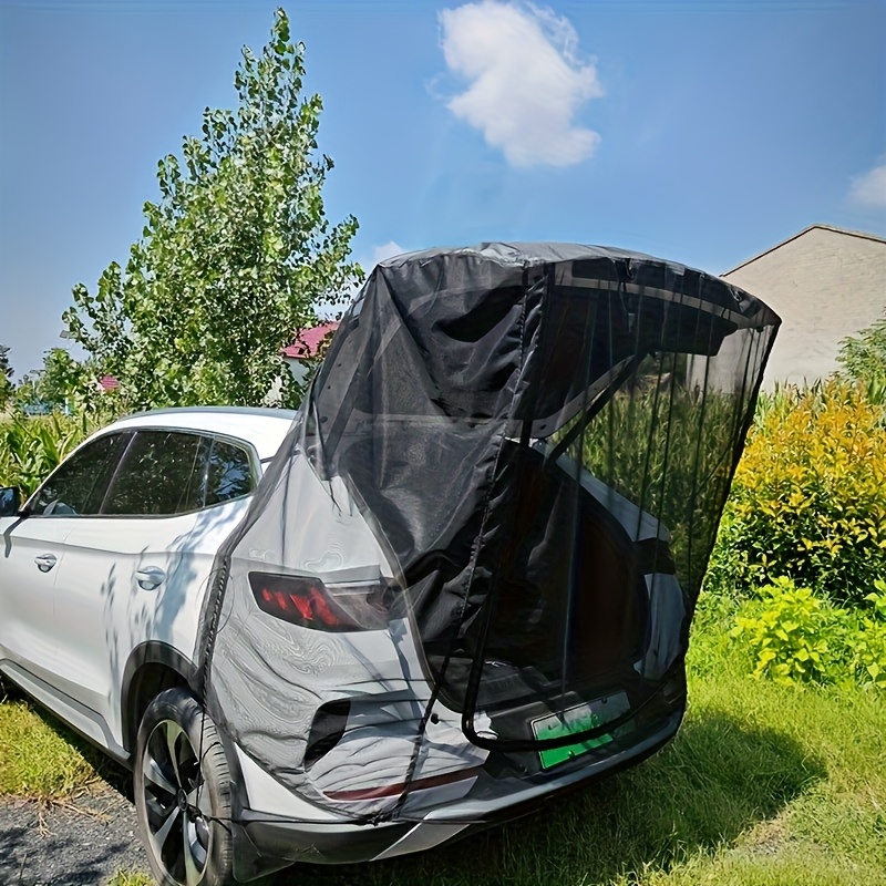 large/small size magnetic car trunk curtain tent - heavy-duty magnetic bugs proof barrier, suv/van/mpv tailgate protector with easy magnetic closure for camping, road trips, outdoor travel - compatible with most vehicles, camping accessory, breathable fabric, tearresistant material,  , van   0