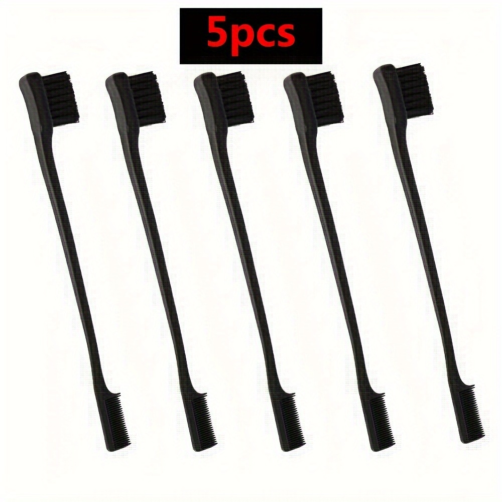 TEMU 5pcs Hair Edge Brush Set Multifunctional Double Sided Control Hair Brush Eyebrow Brush Edge Control Hair Brush Hair Care Tools