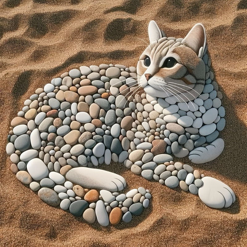 

Diamond Painting Kit 3d Cartoon Pebble Cute Cat Art Design, Suitable For Office, Hotel, Coffee Shop, And Home Wall Decoration Living Room, Bedroom, Diamond Painting Kit, For .