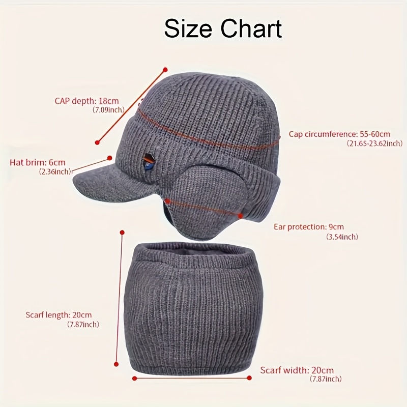 1 lot Bonnet tricoté coupe-vent avec visière et cache-cou, adapté à un usage quotidien en hiver et aux activités de plein air