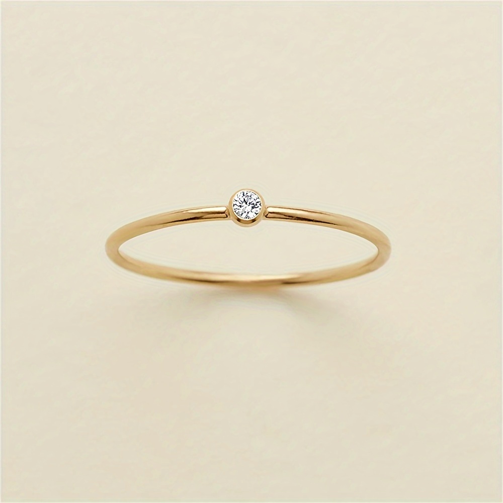 Stainless Steel Rhinestone Small Ring with Cubic Zirconia