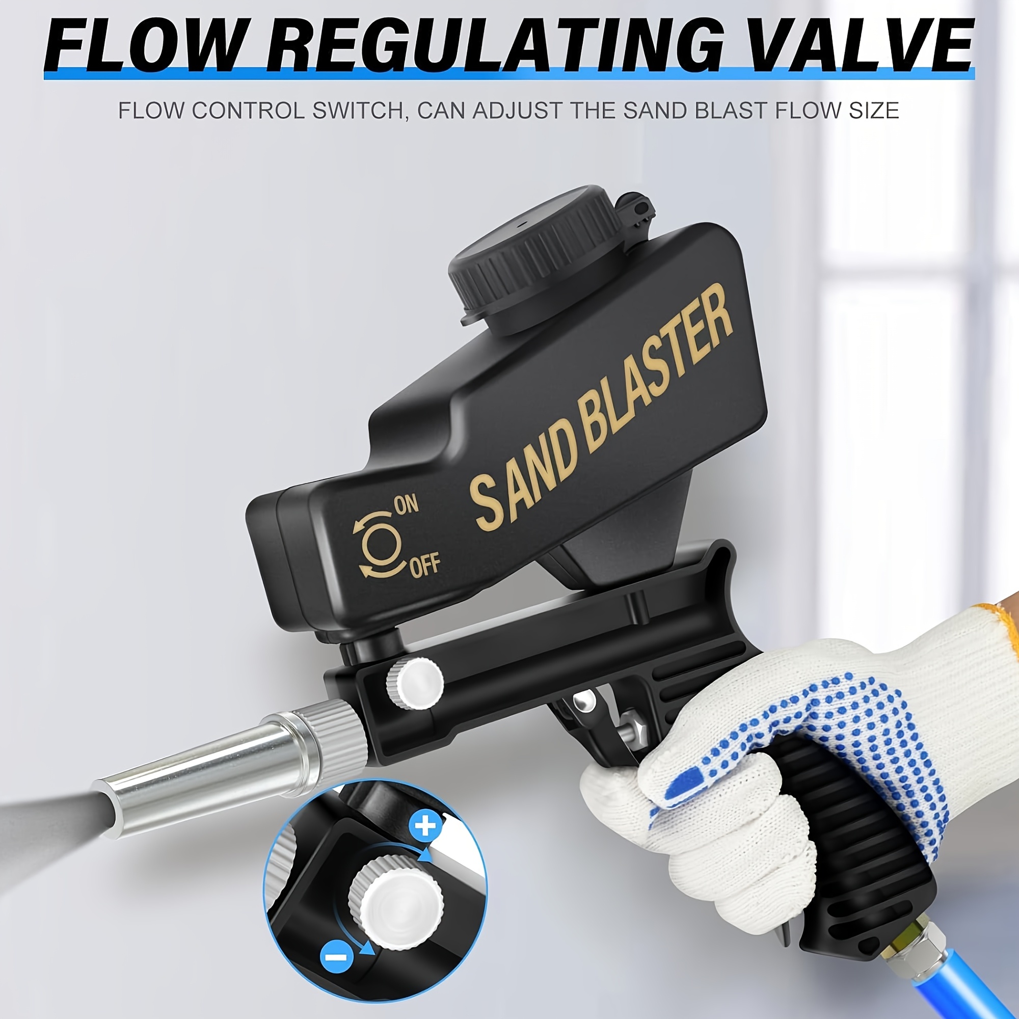 600cc portable sandblaster kit with gloves ergonomic handle and adjustable grit control high pressure cleaner for rust paint removal compatible with baking soda walnut shells ideal for cars metal   surface restoration tool