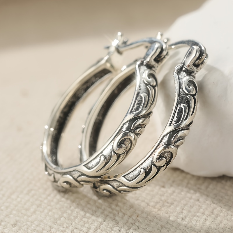 TEMU Handcrafted Textured Earrings Made Of Vintage Copper, Perfect For Love A Bohemian Style For Everyday Wear