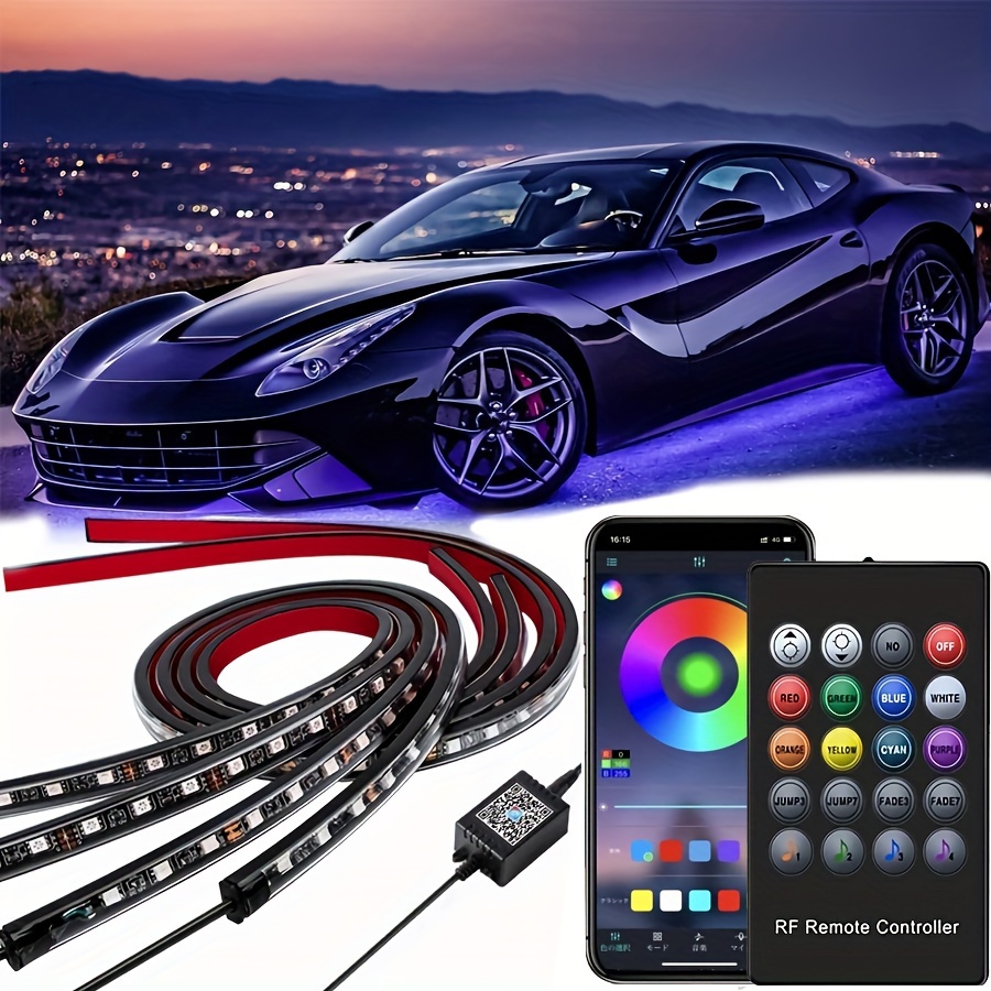 

4pcs Car Strip , Rgb 8 , App 16 , Wireless Strips For Car Van Suv , Dc 12v, Led Kit