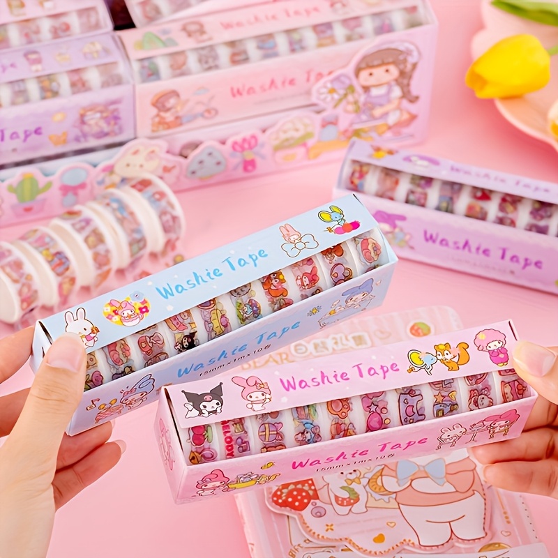 

Set Of 10 Sanrio-themed Frosted Notebook Tapes, Featuring 10 Rolls Of Transparent Stickers To Capture The Hearts Of .