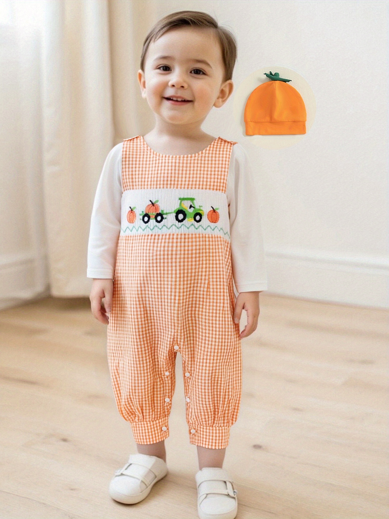 baby checkered overalls sold on Temu United States