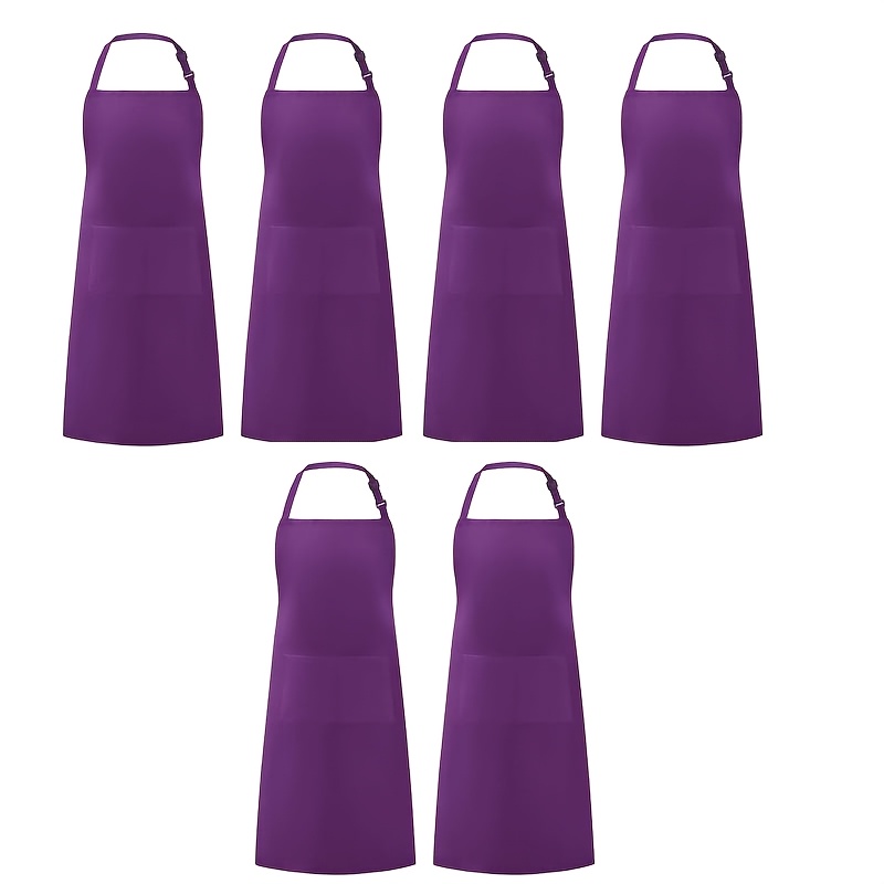 TEMU 6-pack Durable Breathable Polyester Aprons For Men And Women | Customizable With Logo Printing For Restaurants, Painting, And More