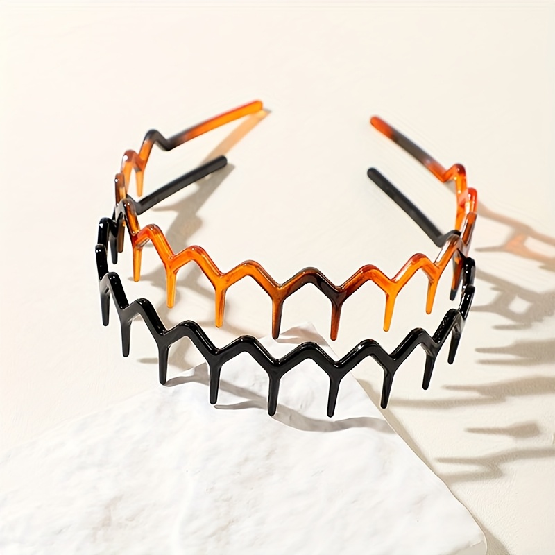 Image of 2pcs Toothed Wave Hair Hoop Easy Durable Anti-slip Suitable For Washing Hair Hoop Men's And Women's Hair Additions