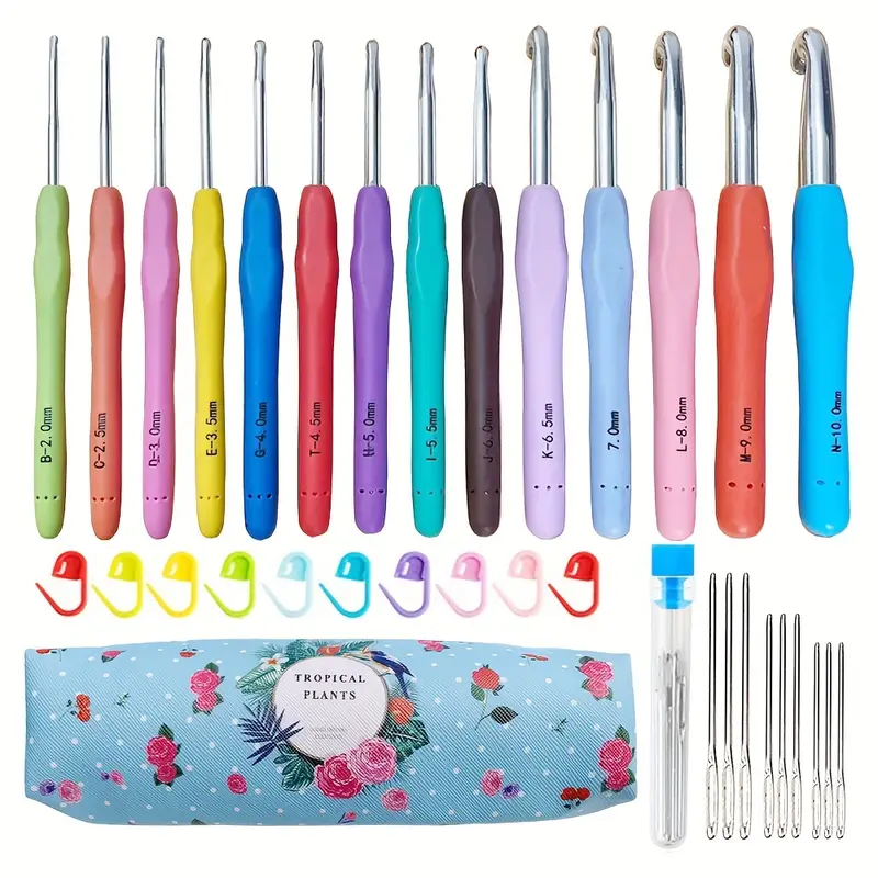 Crochet Hooks Set with Case and Accessories - 10 Sizes (B2.25mm - J6mm –  Athena's Elements