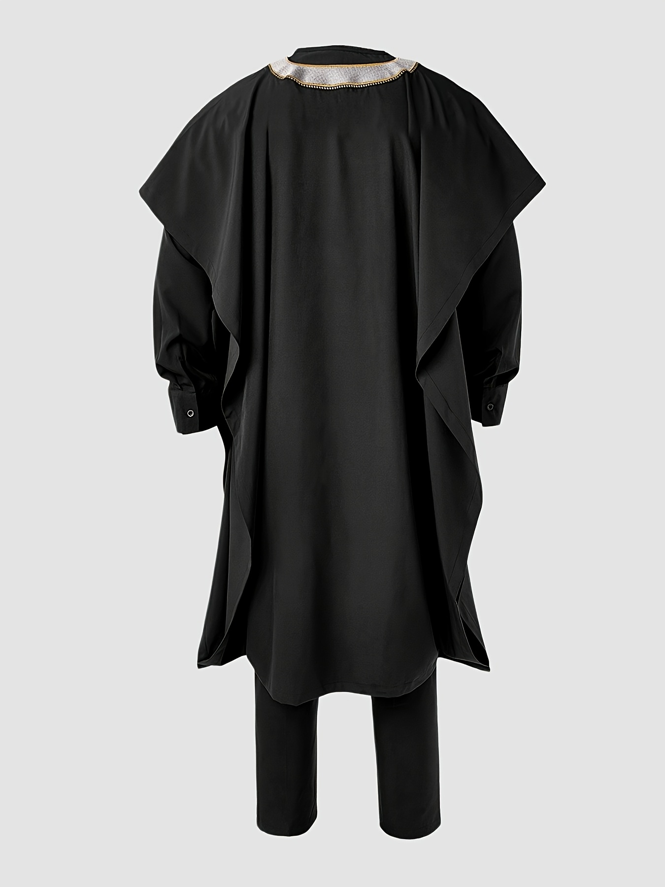 Men's Agbada 3pcs Set, Embroidered Pattern, Crew Neck, Hidden Buttons, Slit Hem with Pockets, Ethnic Pattern Robe, Long-Sleeve Shirt, Drawstring Elastic Waist Pants, Suitable for Banquets, Birthdays, Gatherings, Weddings, Holiday Celebrations, Dates