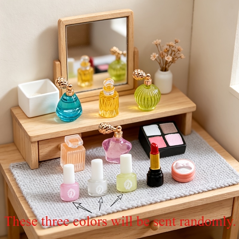 TEMU Set di 11 articoli: in miniatura simulato, per unghie (colori variabili casualmente), Rossetto, ecc., Set di modelli, Set di mini-cosmetici in