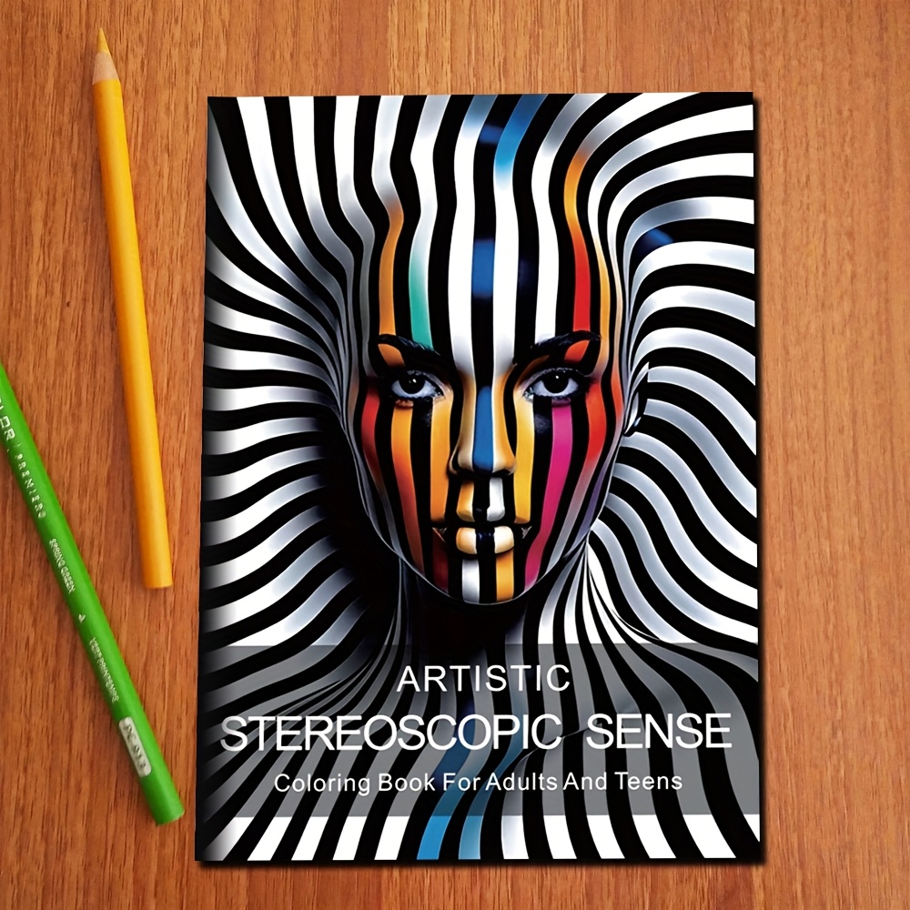 Image of Adults' 3d Effect Theme Coloring Book - 20 Pages Upgraded Version, Therapy, Suitable For Painting, Back To School, 2026, New Year, Birthday, And Party Gifts