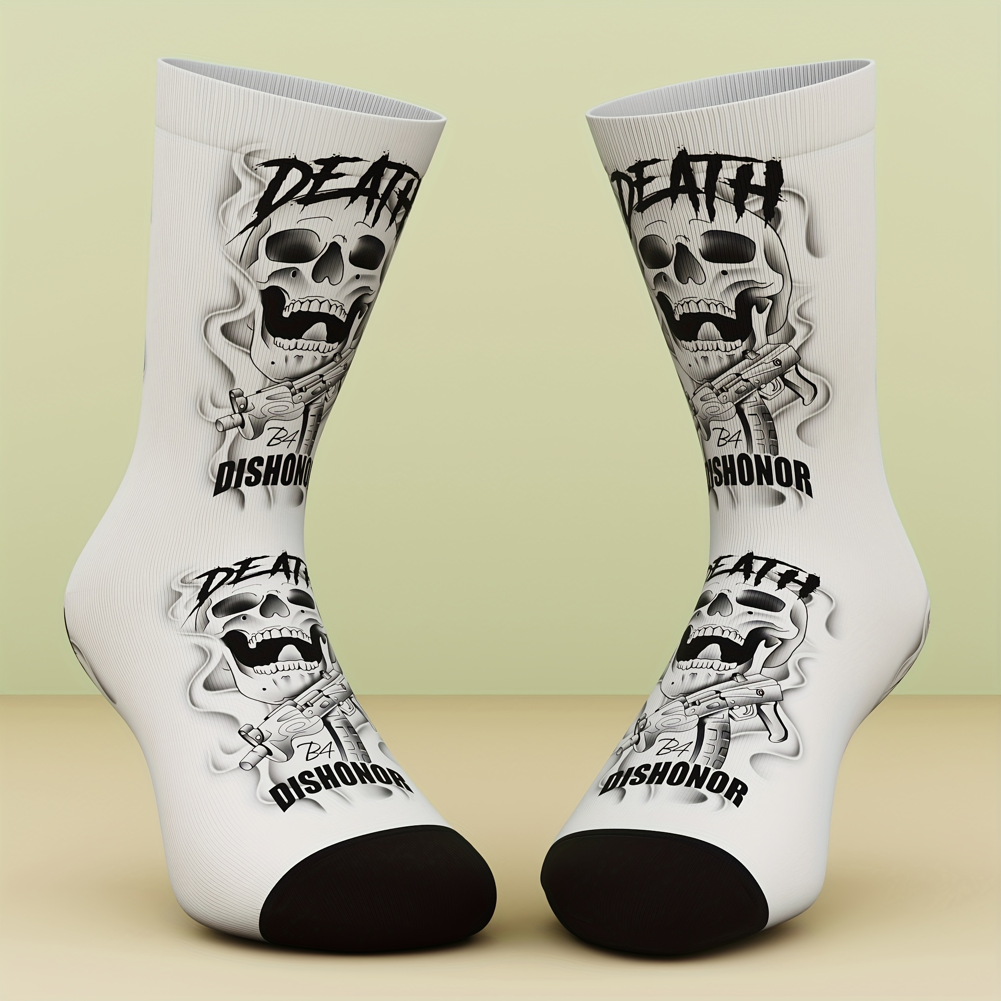 E-shop Ein Paar Unisex-Socken mit kreativem Totenkopfmuster, neuartig, bequem, geeignet für Outdoor-Sport, hergestellt mit 3D-Digitaldrucktechnologie,