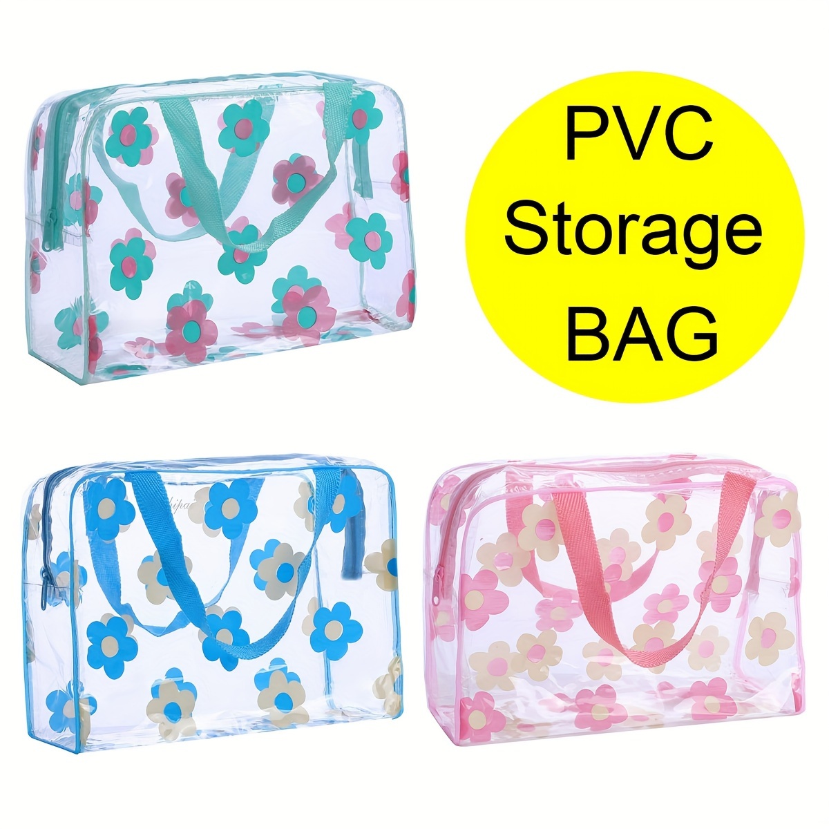 

1pc Pvc Makeup Bag, Portable , Women's Toiletry Bag Double And