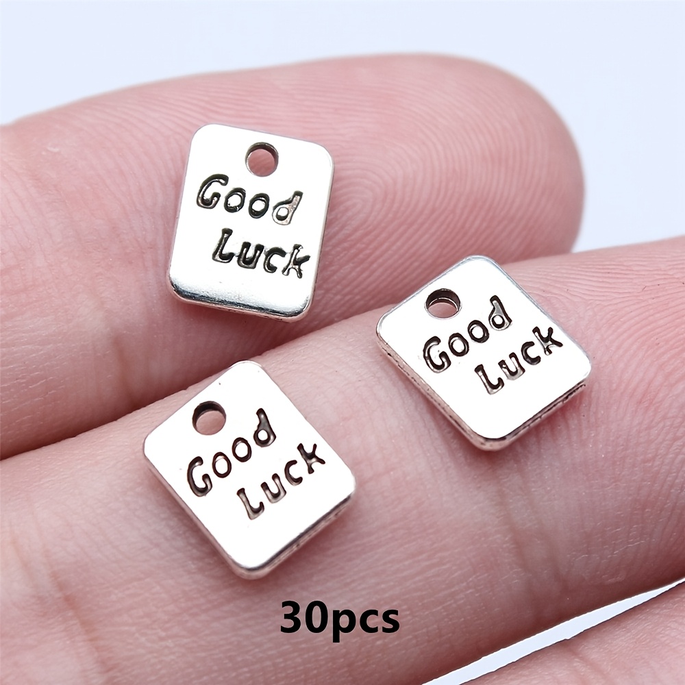 TEMU Ciondoli con ciondolo a 'GOOD LUCK' bifacciali, 30 pz, accessori per gioielli boh矇mien per orecchini, collane, braccialetti fai da te, 7x9mm