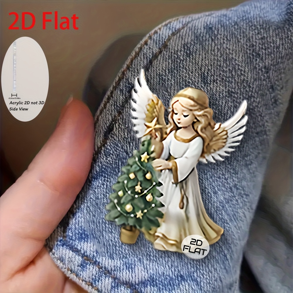 TEMU 2d Flat 1pc Creative Brooch, Christmas Tree Decorative Sculpture Brooch, Suitable For Men's And Women's Suit Brooches, Sweater, Scarf, And Coat