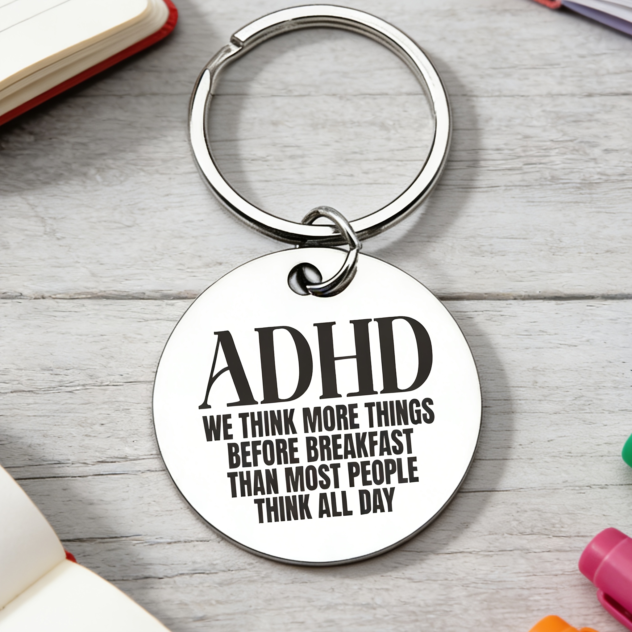 TEMU " Fun Stainless Steel Keychain, A Gift For With Neurodiversity And The . Ideal For Birthdays, Graduation Season, Daily Use, And Psychological