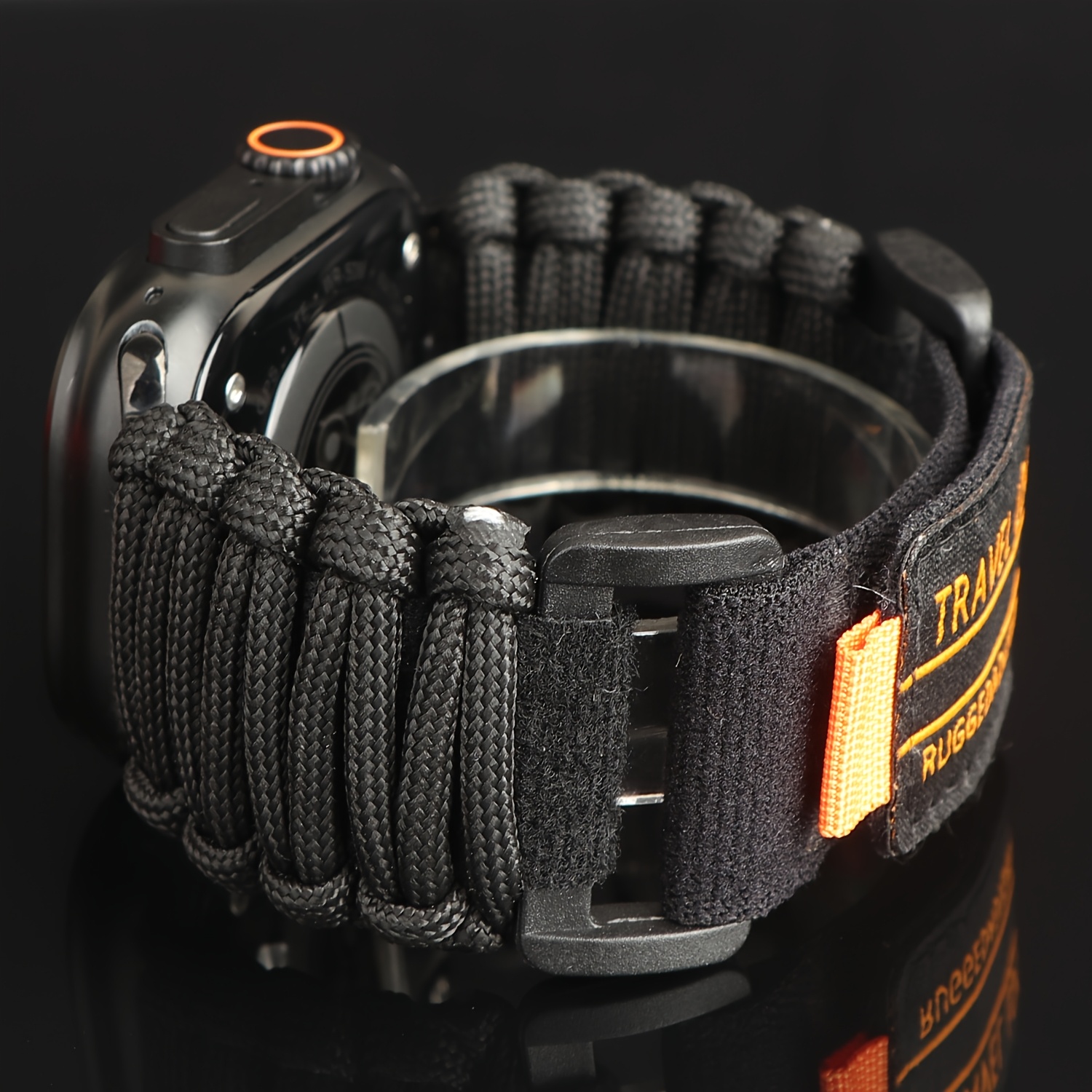 Image of 3cm Wide Switch Detachable Flat Knot Paracord Watch Band Compatible With Watch /2/1 49mm 46mm 45mm 44mm 42mm, Outdoor Sports Unisex -core Nylon Strap For Iwatch 11/10/9/8/7/se/6/5/4/3/2