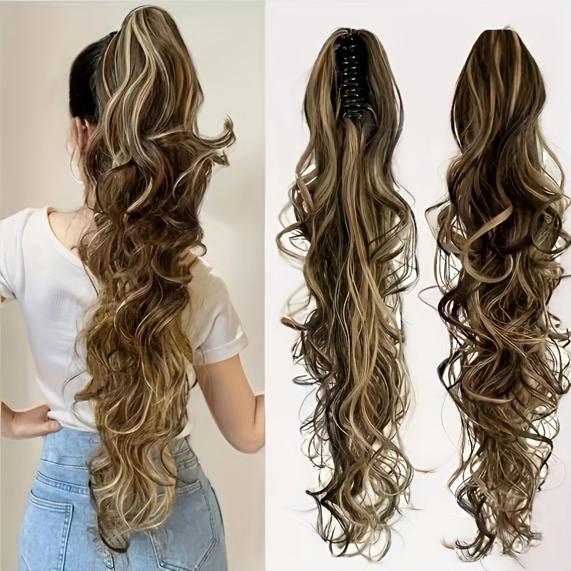 Synthetic Fiber Water Ripple Curly Claw Clip Ponytail Women' Wear Extension Hair