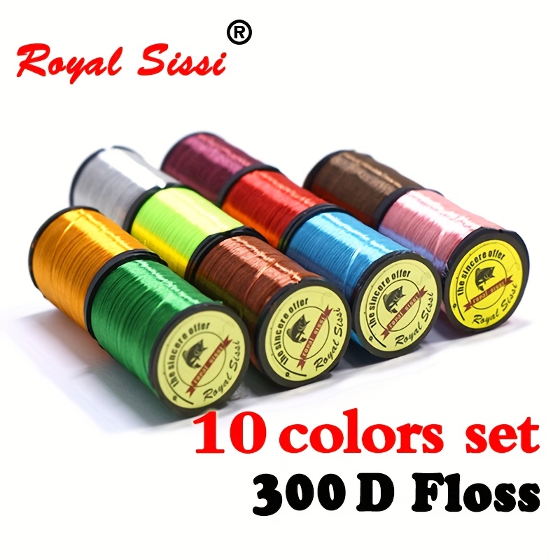 TEMU Royal Set di 10 Bobine Multicolor 300D Filo per Legare Mosche Filo Lucido per Legare Mosche per e Steelhead Motivo per Legare Mosche Materiali